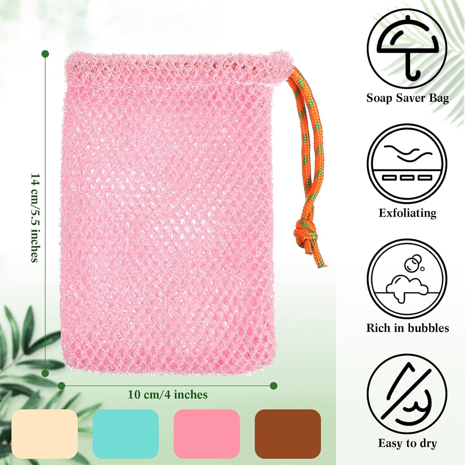Shappy 8 bolsas ahorradoras de jabón, bolsas de jabón exfoliante, bolsas de malla de jabón para ducha, soporte de jabón de ducha, red de espuma de