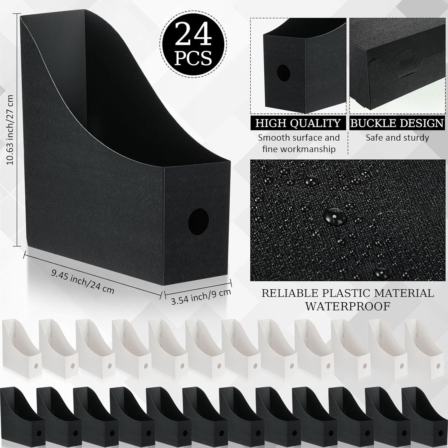 Harloon 24 piezas de plástico para archivadores de revistas, organizador de carpetas de almacenamiento de escritorio para escritorio, soporte de