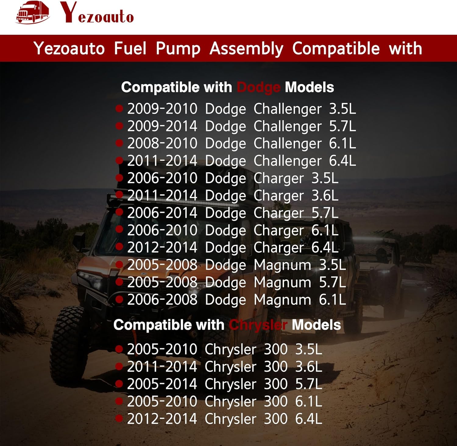 Conjunto de módulo de bomba de combustible compatible con Chrysler 300Dodge Challenger 3.5L 3.6L 5.7L 6.1L 6.4L Cargador 3.5L 3.6L 5.7L 6.1L 6.4L