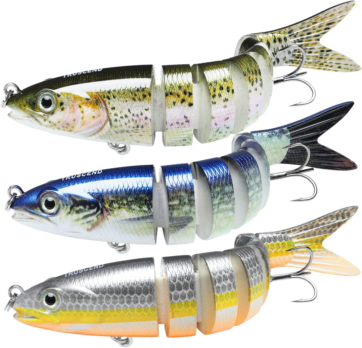 TRUSCEND Señuelos de pesca para agua dulce y salada, Swimbait realista para lucio, trucha y lucio, señuelo de pesca de lubina de hundimiento lento,