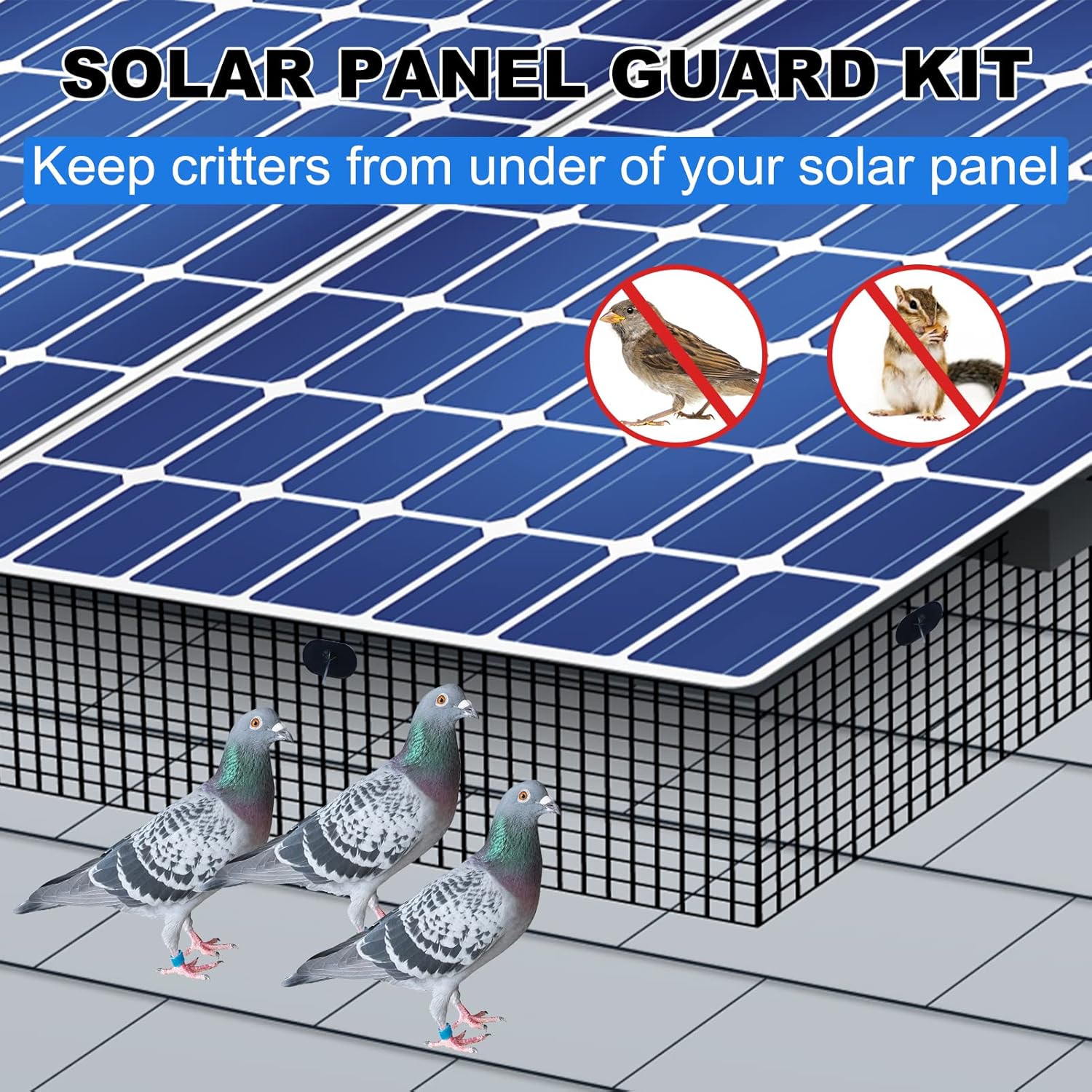 Panel solar de alambre para pájaros, 8 pulgadas x 100 pies, recubierto de PVC, kit de rollo de aves para evitar que entren y aniden, con 70 clips de