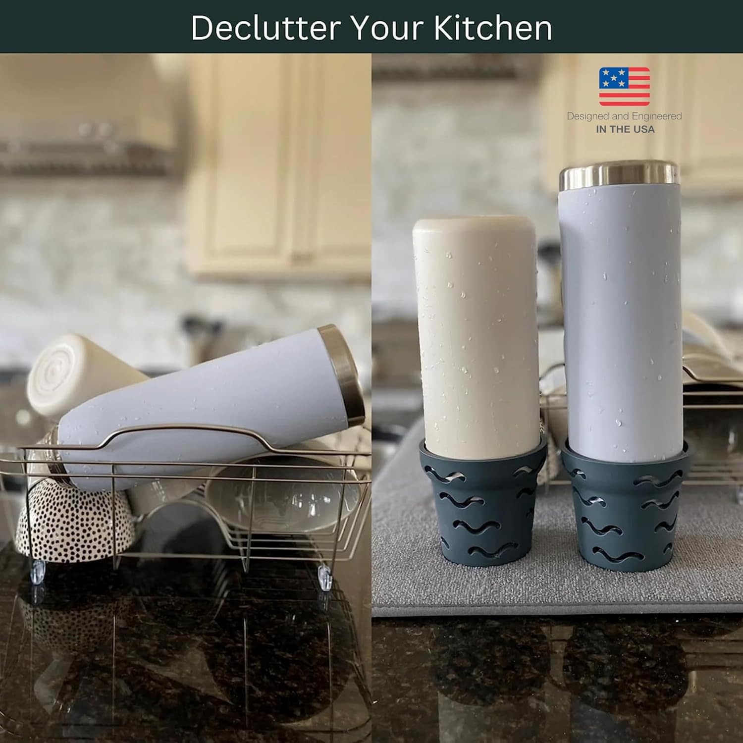 Kuppy Rejilla de secado para botellas de agua y diseño moderno para un secado más rápido – Se adapta a HydroFlask, Yeti, Simple Modern, Camelbak,