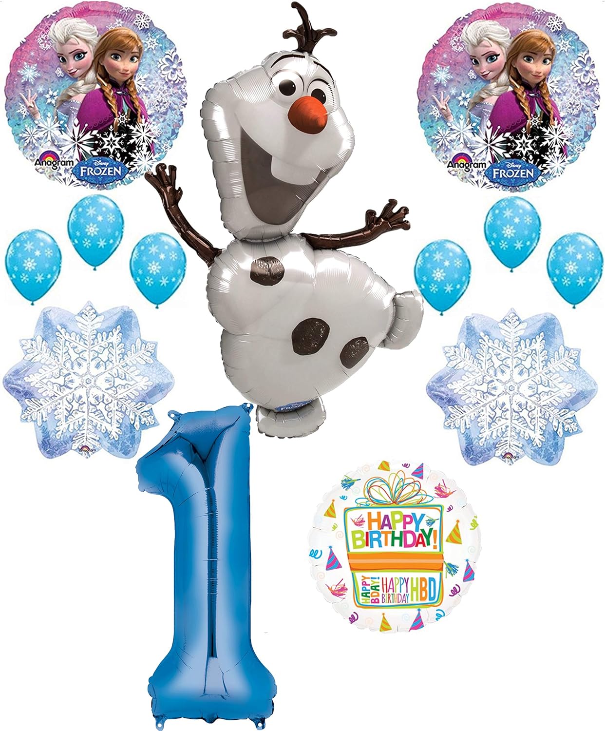 Mayflower Products Frozen suministros de fiesta de primer cumpleaños Olaf, Elsa y Anna globo ramo decoraciones azul #1