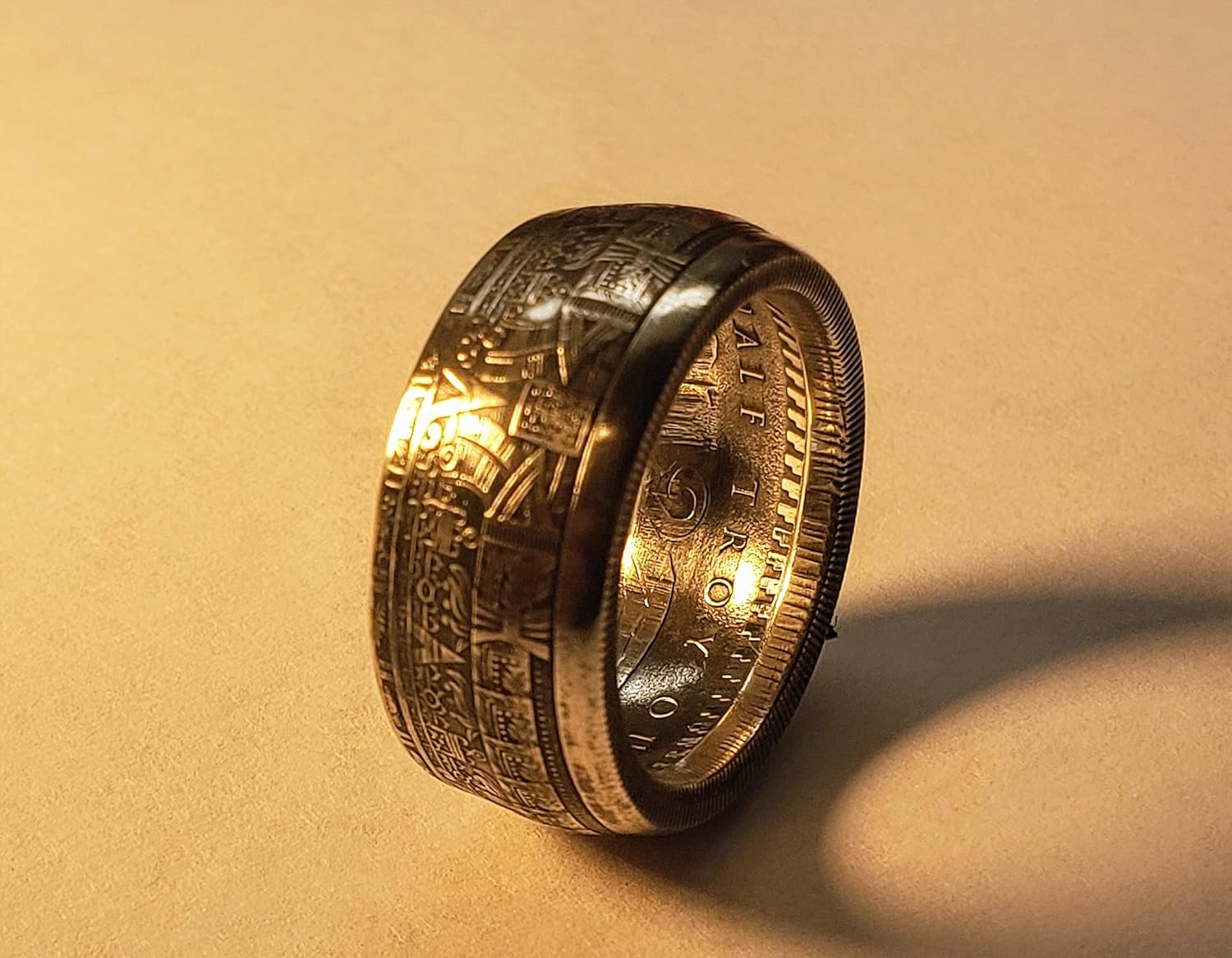 AZTEC 99.9 SILVER COIN RING (12 OZ. COIN)
