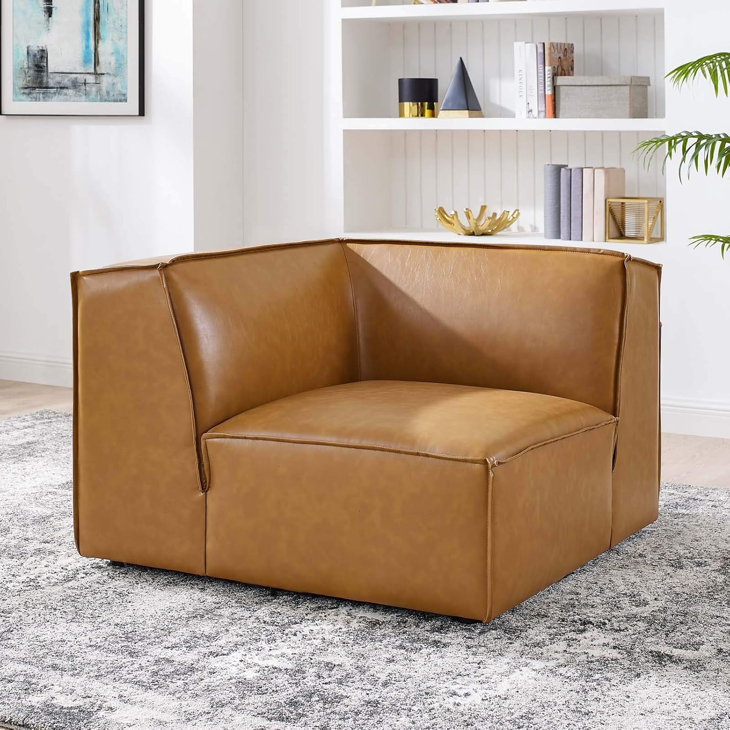Modway Restore – Sofá modular de cuero vegano, 40.5 x 40.5 x 28, marrón
