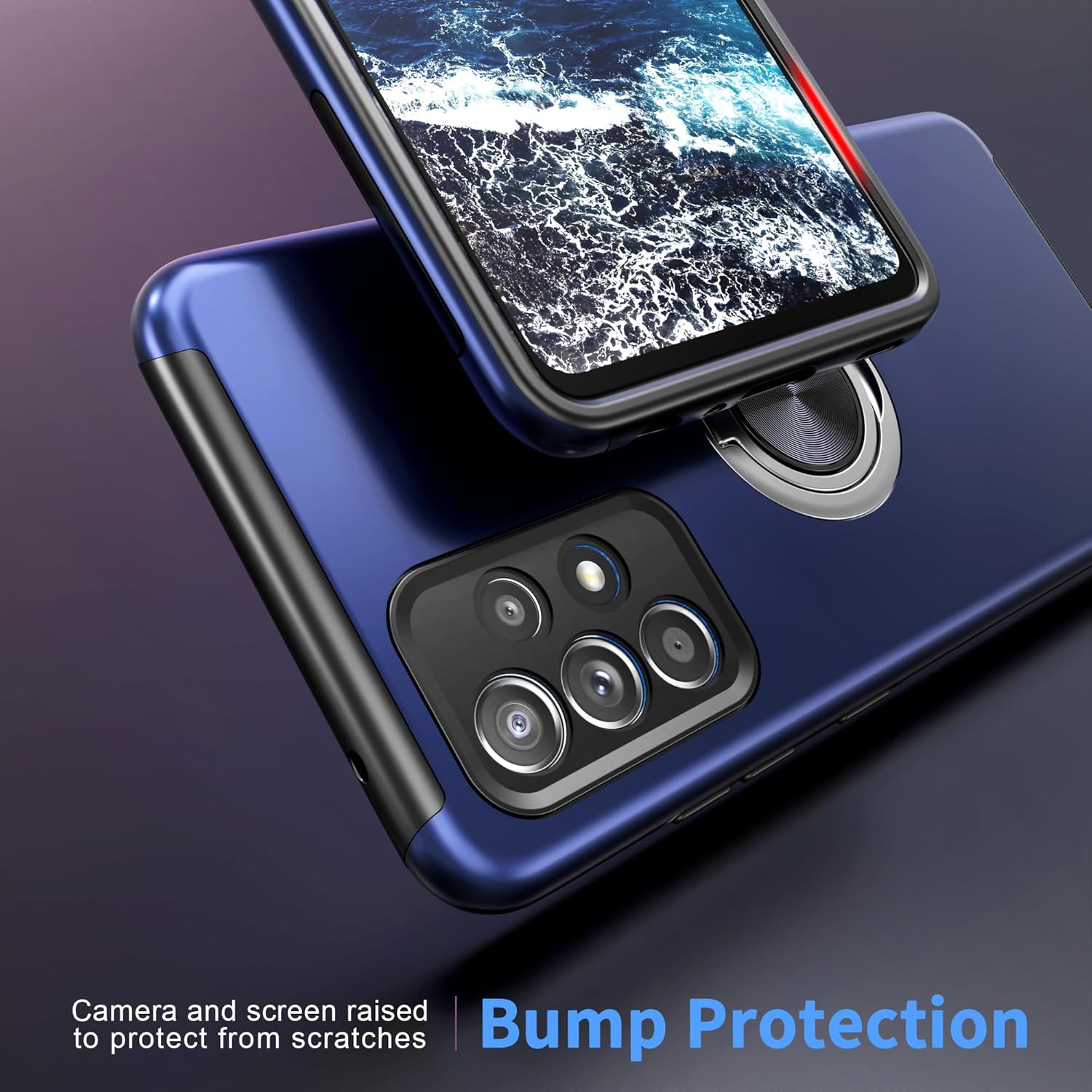 Yamink Funda para Samsung Galaxy A52 5G con protector de pantalla de vidrio templado, híbrida 2 en 1, funda protectora delgada y resistente con