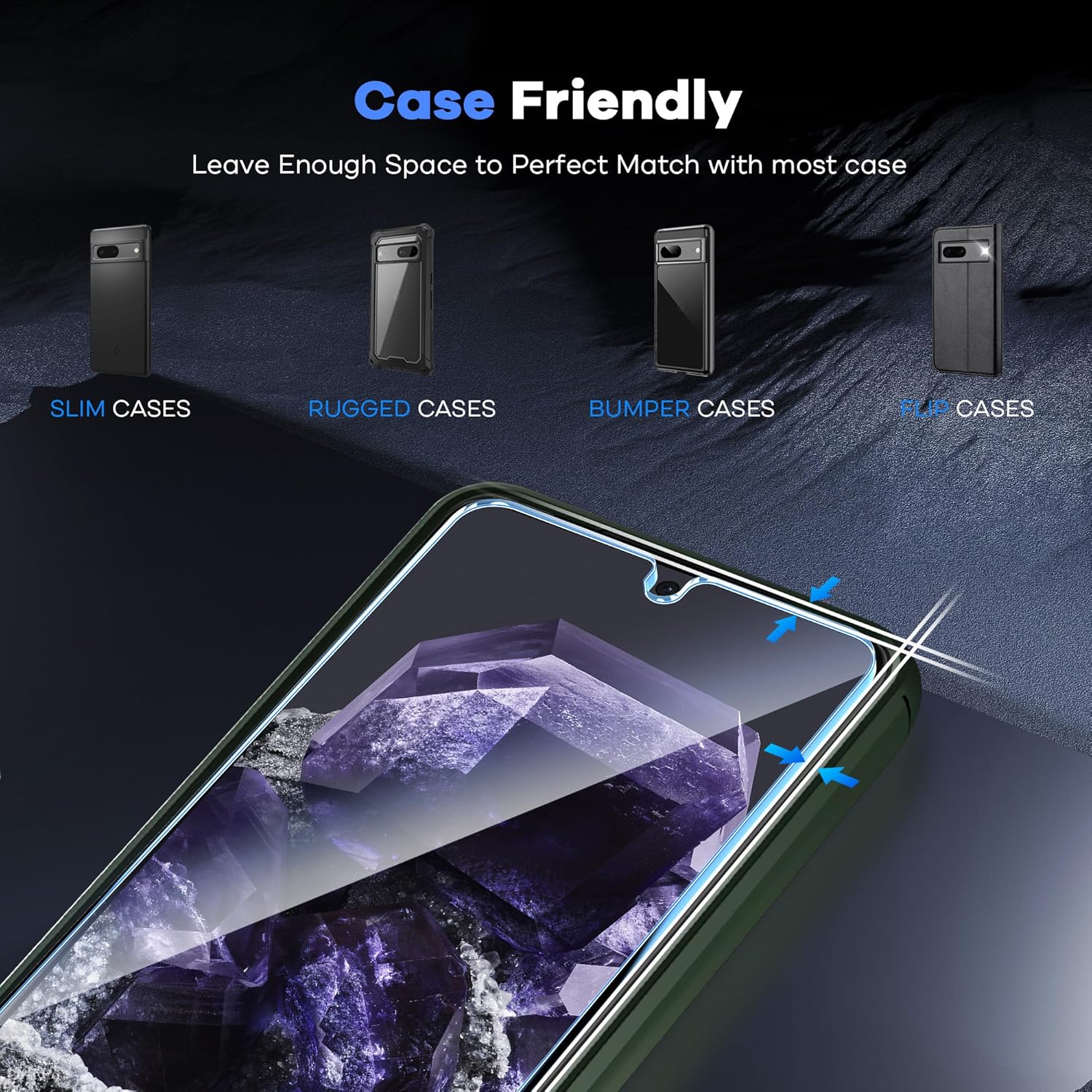AACL 2-Pack Tempered Glass for Google Pixel 8 Screen Protector & 2-Pack Camera Lens Protector 9H Glass for Pixel 8 Screen Protector (6.2 inch), Easy