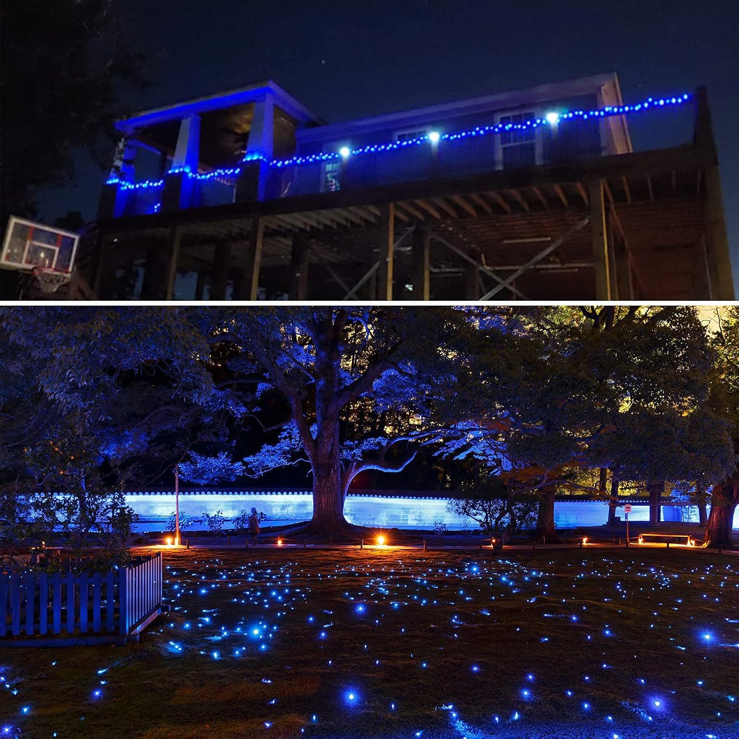 Paquete de 2 luces LED extensibles de 66 pies, 200 luces LED de Halloween para interiores y exteriores, súper brillantes, para decoración de