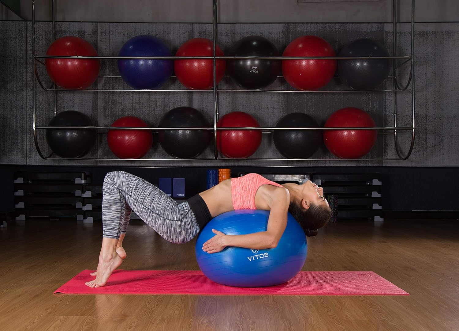 Vitos Pelota de yoga para ejercicio, pelota de parto para embarazo, equilibrio de estabilidad, entrenamiento de fitness, bomba rápida incluida
