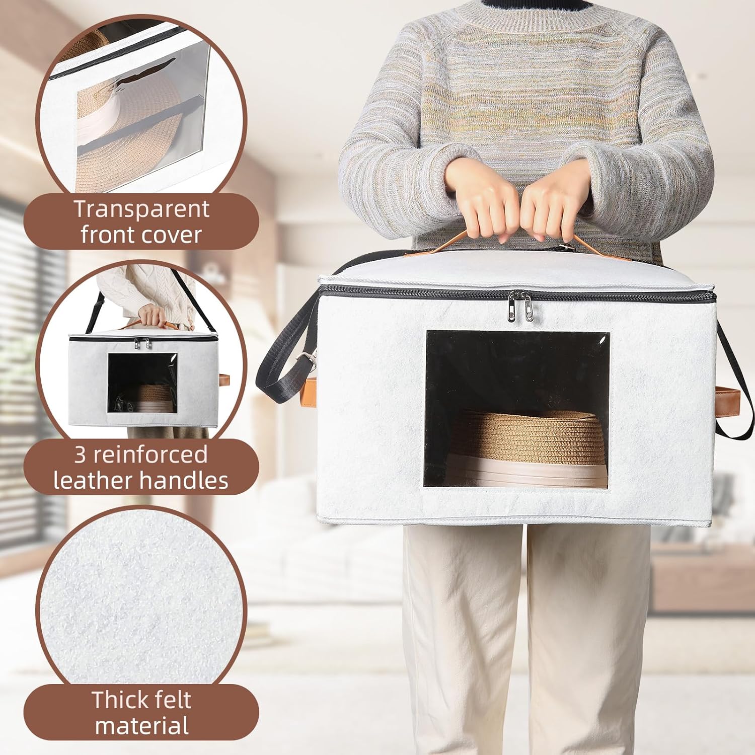 Caja de almacenamiento para sombreros, cajas de viaje para mujeres, caja plegable para sombreros con tapas, organizador de sombreros de vaquero
