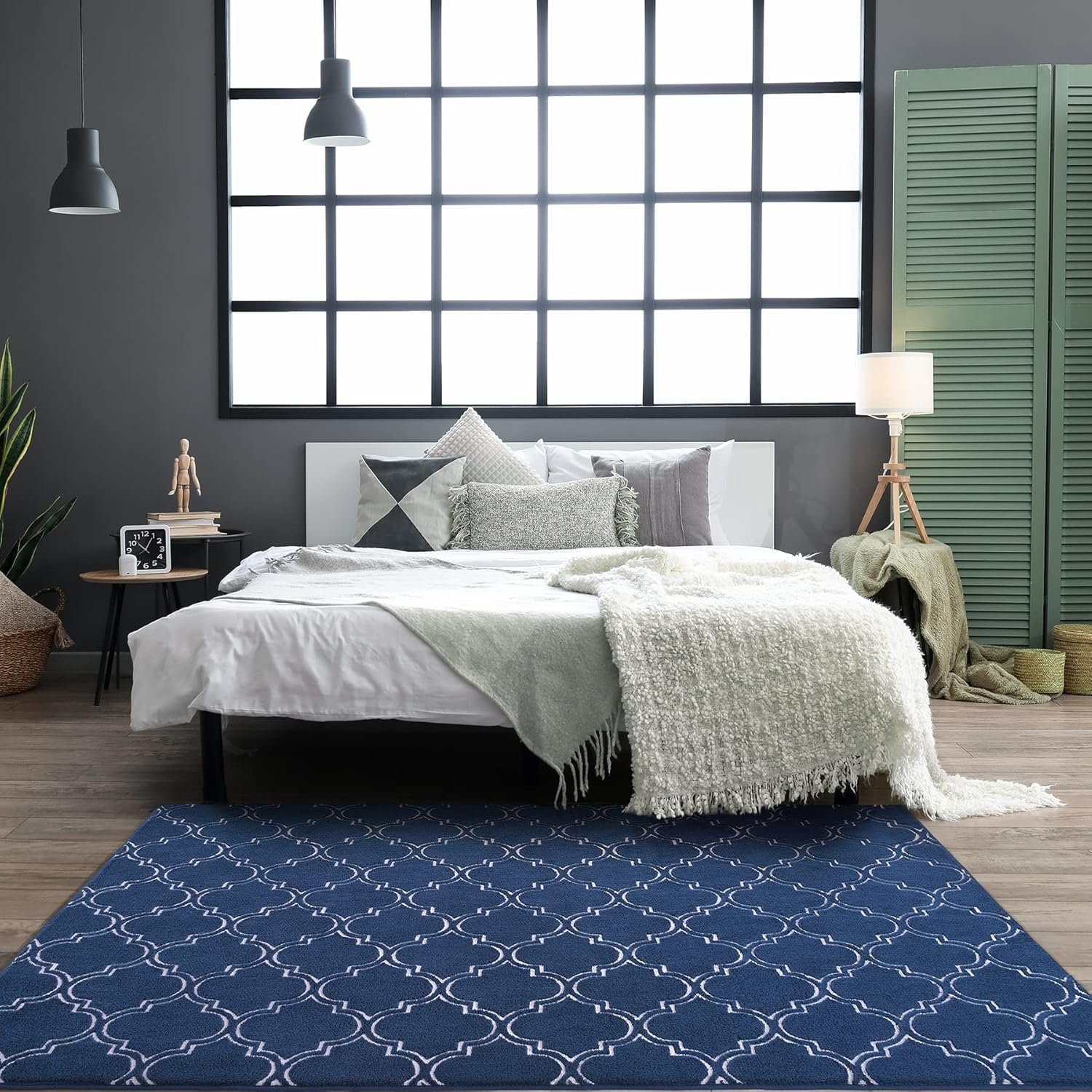 Chicrug Shag – Alfombra geométrica moderna para dormitorio, alfombra de interior de espuma viscoelástica, de 5 x 7 pies, alfombra mullida para sala