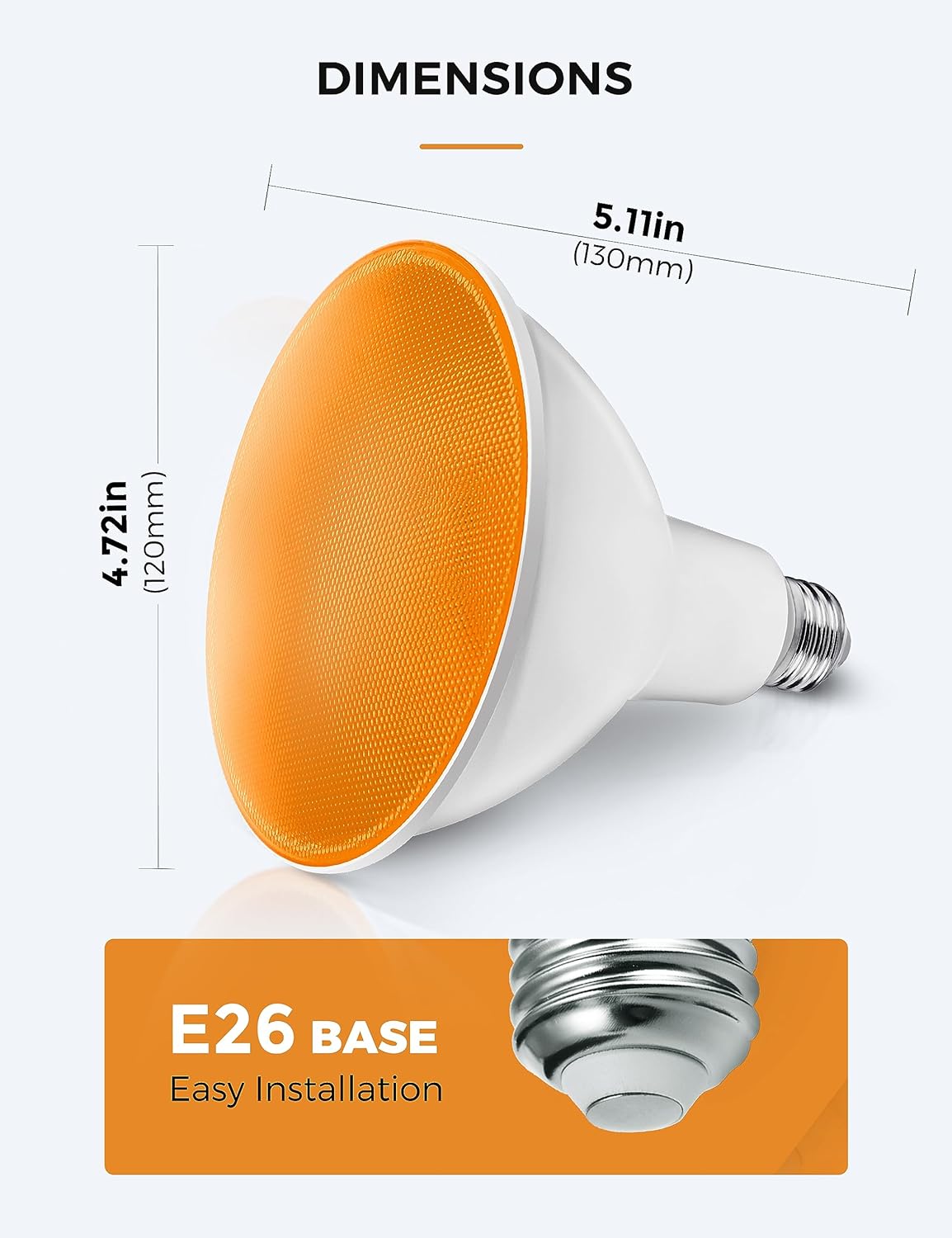 LOHAS – Bombillas de inundación color naranja morado, luz de inundación LED PAR38 para exteriores, equivalente a 100 W, bombilla de porche de color