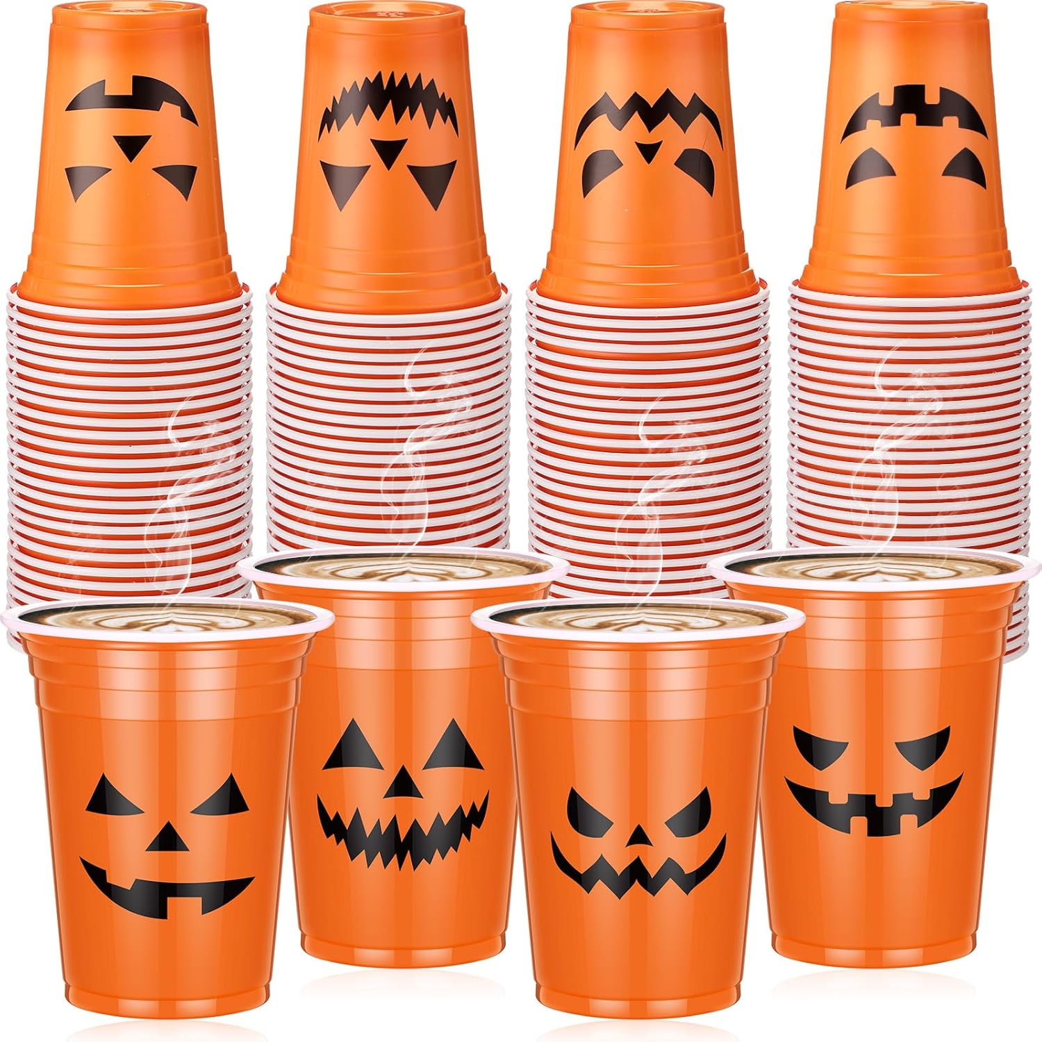 120 vasos transparentes de plástico desechables de 12 onzas para fiesta de Halloween, suministros para fiesta de Halloween, café (clásico)
