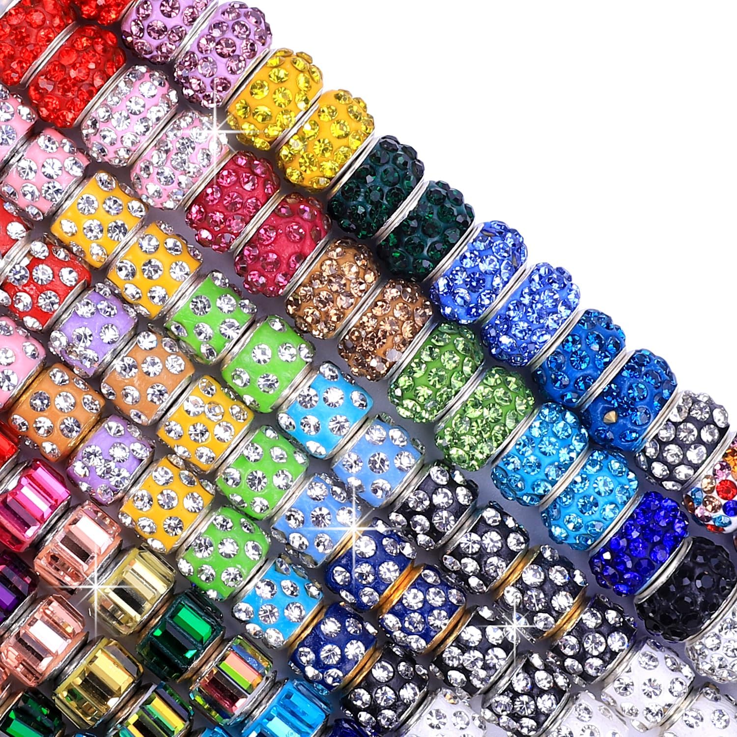 Aipridy Lucky Beads Lover Perlas y diamantes de imitación de cristal, cuentas de ámbar, cuentas espaciadoras de agujeros grandes, cuentas europeas
