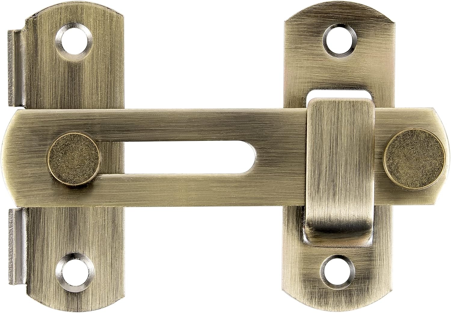 INIRET Paquete de 4 pestillos para puerta de granero, 3.93 x 2.75 pulgadas, de acero inoxidable, de bronce, cerraduras de puerta abatibles,