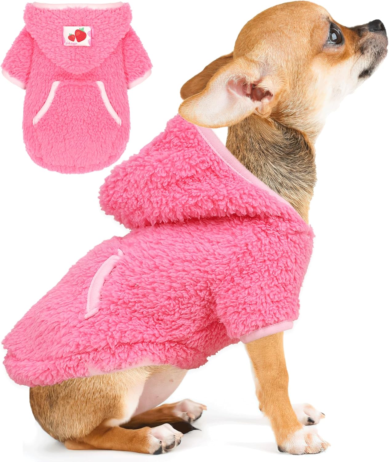 XXS – Suéter de invierno para perros pequeños y niñas, sudadera con capucha de forro polar para perros pequeños, suéteres cálidos para cachorros