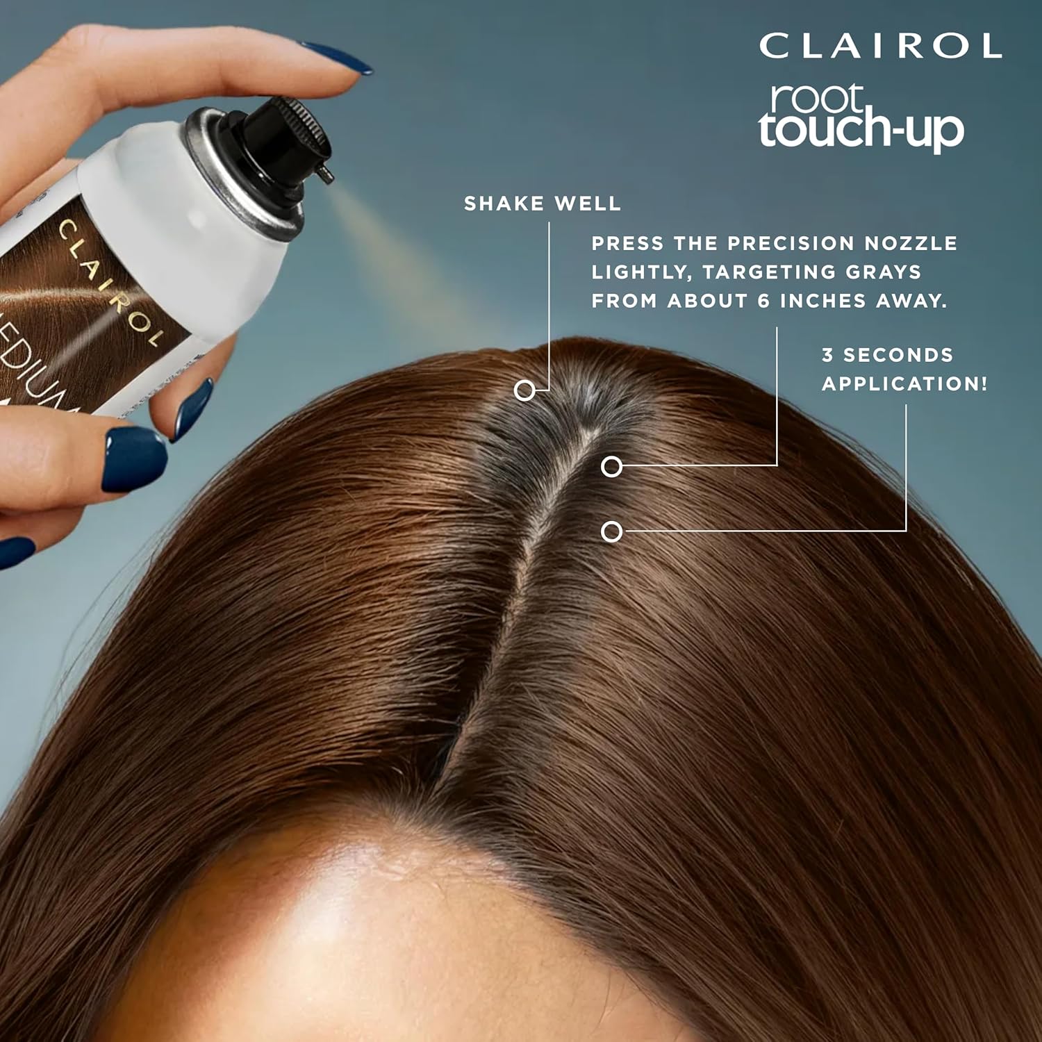 Clairol Nice’n Easy Root Touch-Up – Spray de coloración temporal para el cabello, color castaño medio, paquete de 1 unidad