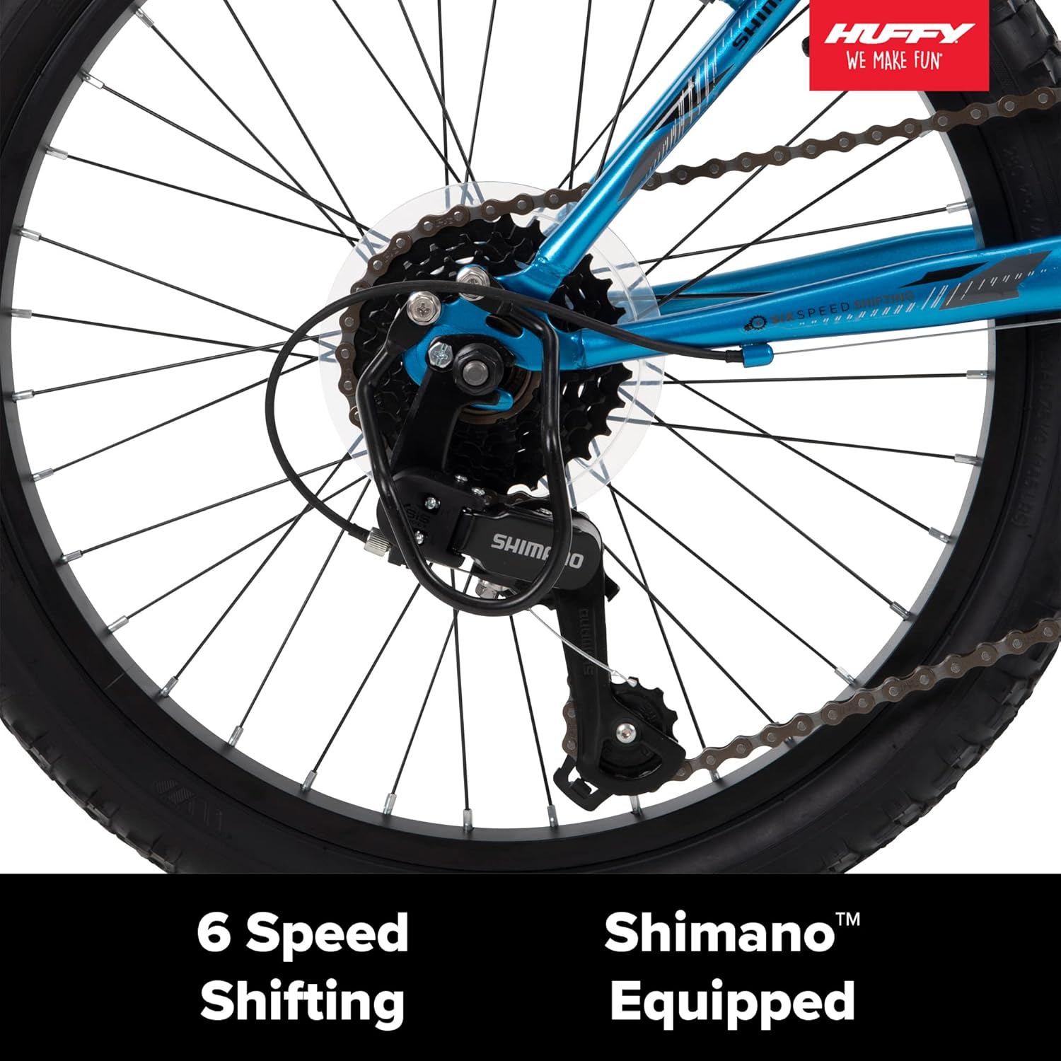 Huffy Bicicleta de montaña rígida para niños, Stone Mountain de 20 pulgadas, 6 velocidades, color cian metálico y RoyalBaby para niños y niñas,