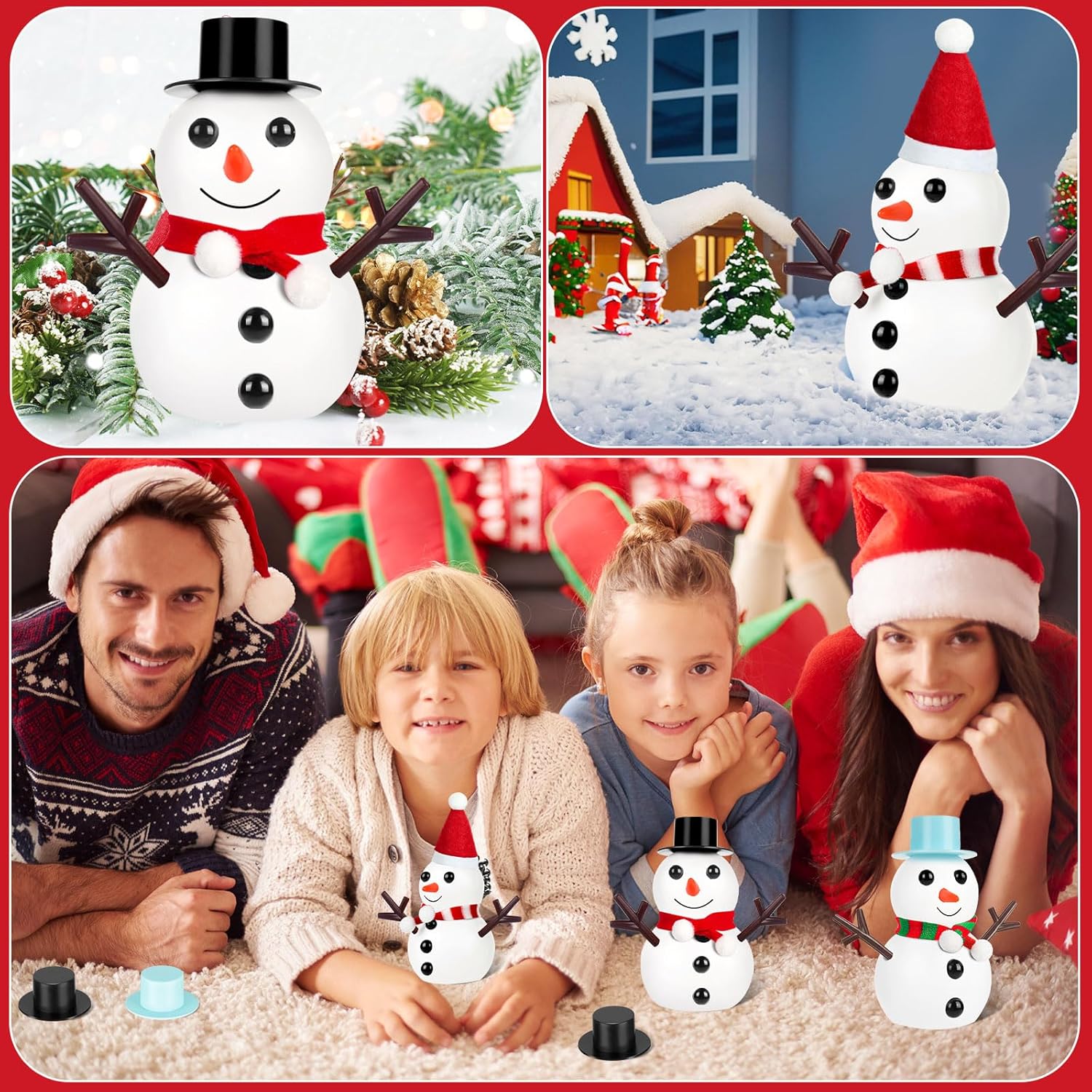 Kit de 12 piezas para construir un muñeco de nieve, manualidades de muñeco de nieve para niños, kit de bricolaje para niños y niñas de 4 a 12 años