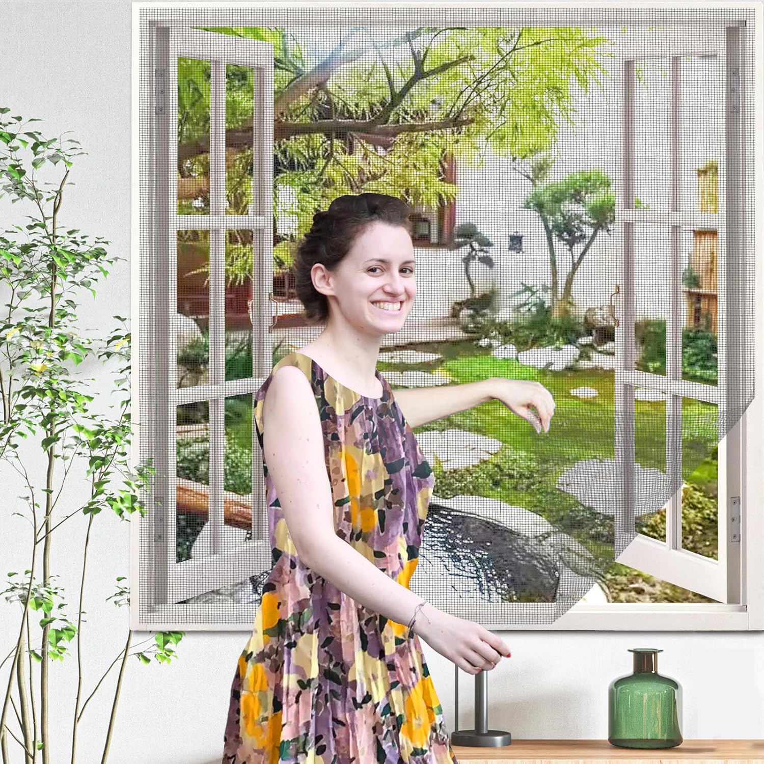 Pantalla invisible para ventana de malla negra, fácil instalación, ajustable, max24 x 32 x 1 unidad, adhesivo expandible, malla de fibra de vidrio