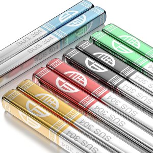 GOESCHANGE 5 pares de palillos de metal, reutilizables, acero inoxidable 188, aptos para lavavajillas, para cocinar y comer, juego de regalo GOESCHANGE 5 pares de palillos de metal, reutilizables, acero inoxidable 188, aptos para lavavajillas, para cocinar y comer, juego de regalo