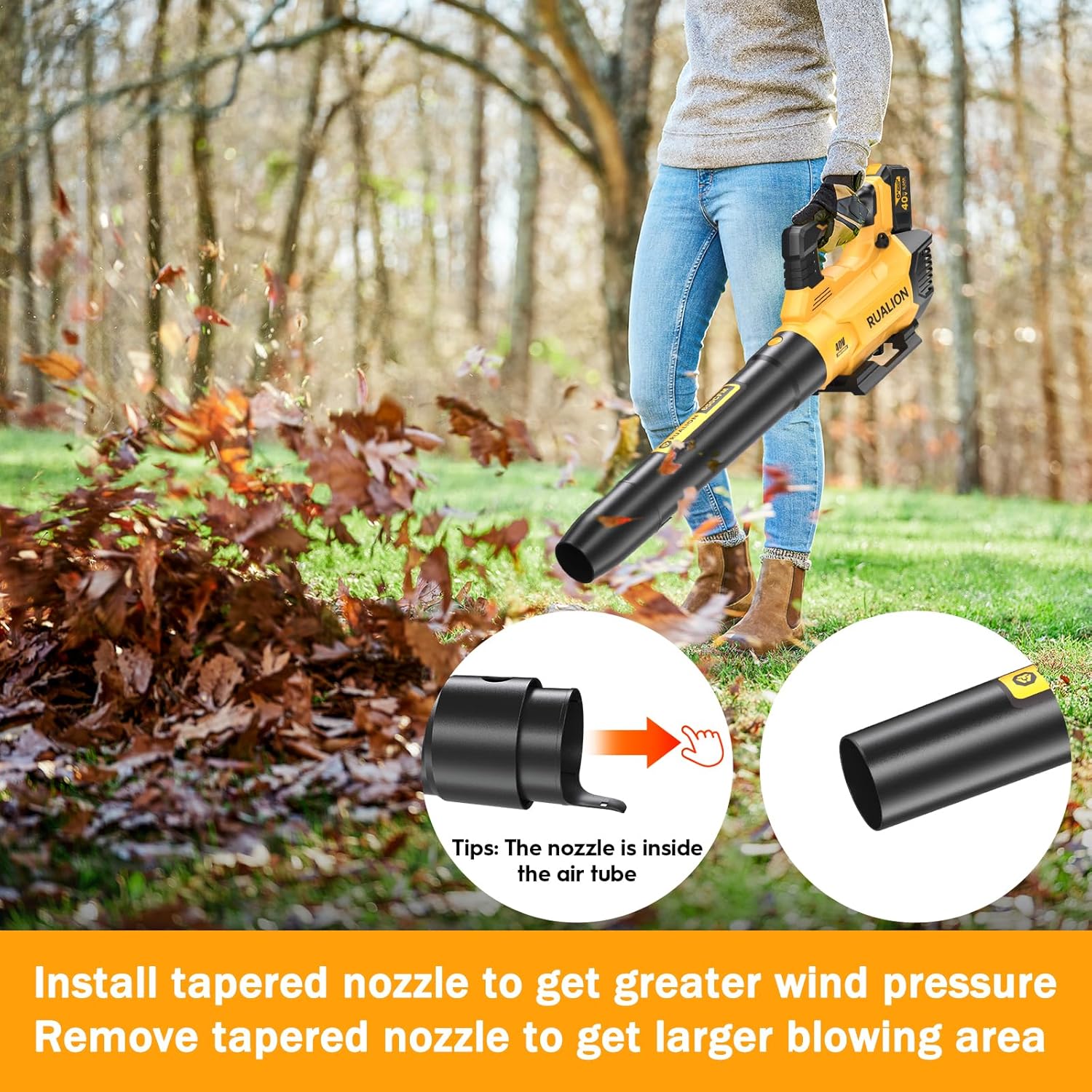 Soplador de hojas inalámbrico de hasta 620 CFM, 180 MPH-40V, soplador de hojas eléctrico inalámbrico con batería de 6.0 Ah y cargador, sopladores a