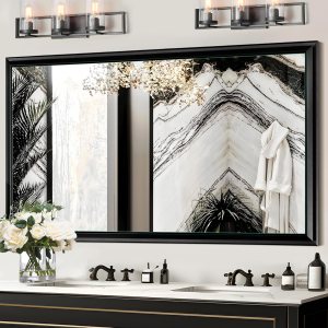 NicBex Espejo de tocador de baño de 60 x 30 pulgadas, marco de aleación de aluminio, espejo montado en la pared para dormitorio, vestidor, sala de NicBex Espejo de tocador de baño de 60 x 30 pulgadas, marco de aleación de aluminio, espejo montado en la pared para dormitorio, vestidor, sala de