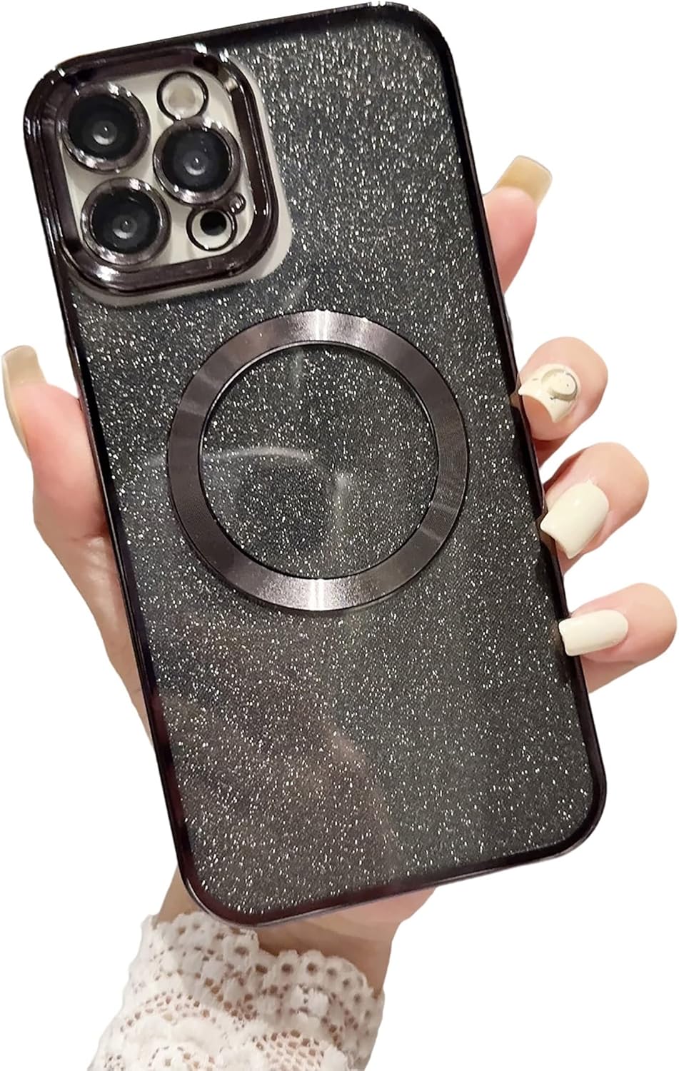 Funda magnética compatible con iPhone 11 de 6.1 pulgadas compatible con MagSafe con protector para lente de cámara, bonita funda transparente con