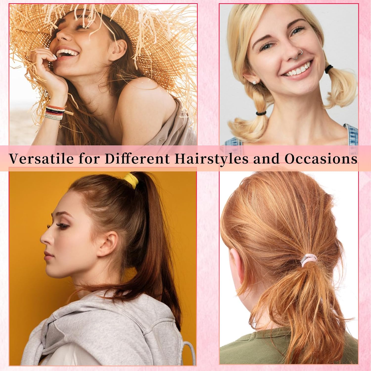 20 pulseras para el cabello, 5 estilos bohemios para mujer, bandas para el cabello para colas de caballo, buena pulsera elástica de doble uso y