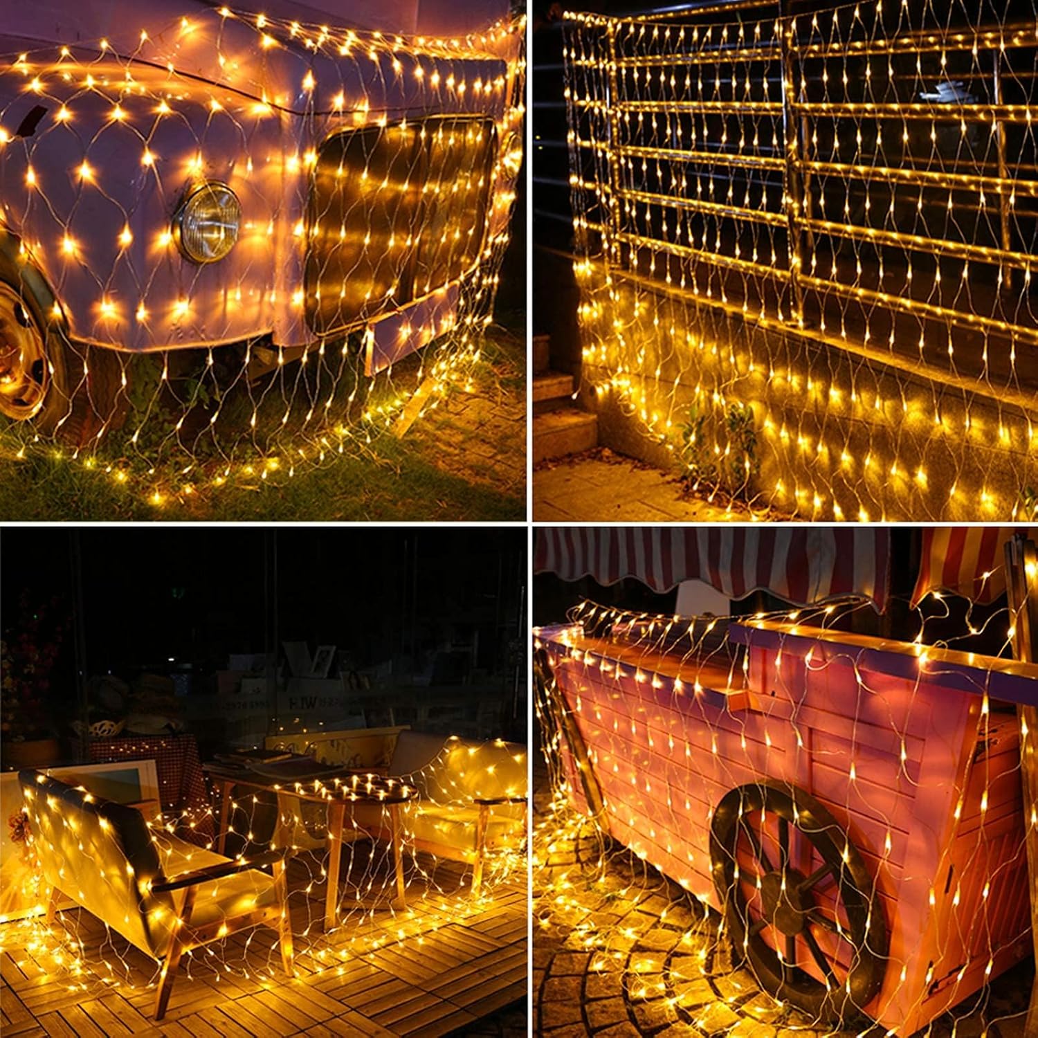 Joomer 360 luces LED de red de Navidad de 12 x 5 pies, 8 modos de luces de malla conectables, temporizador, impermeable para árboles de Navidad,