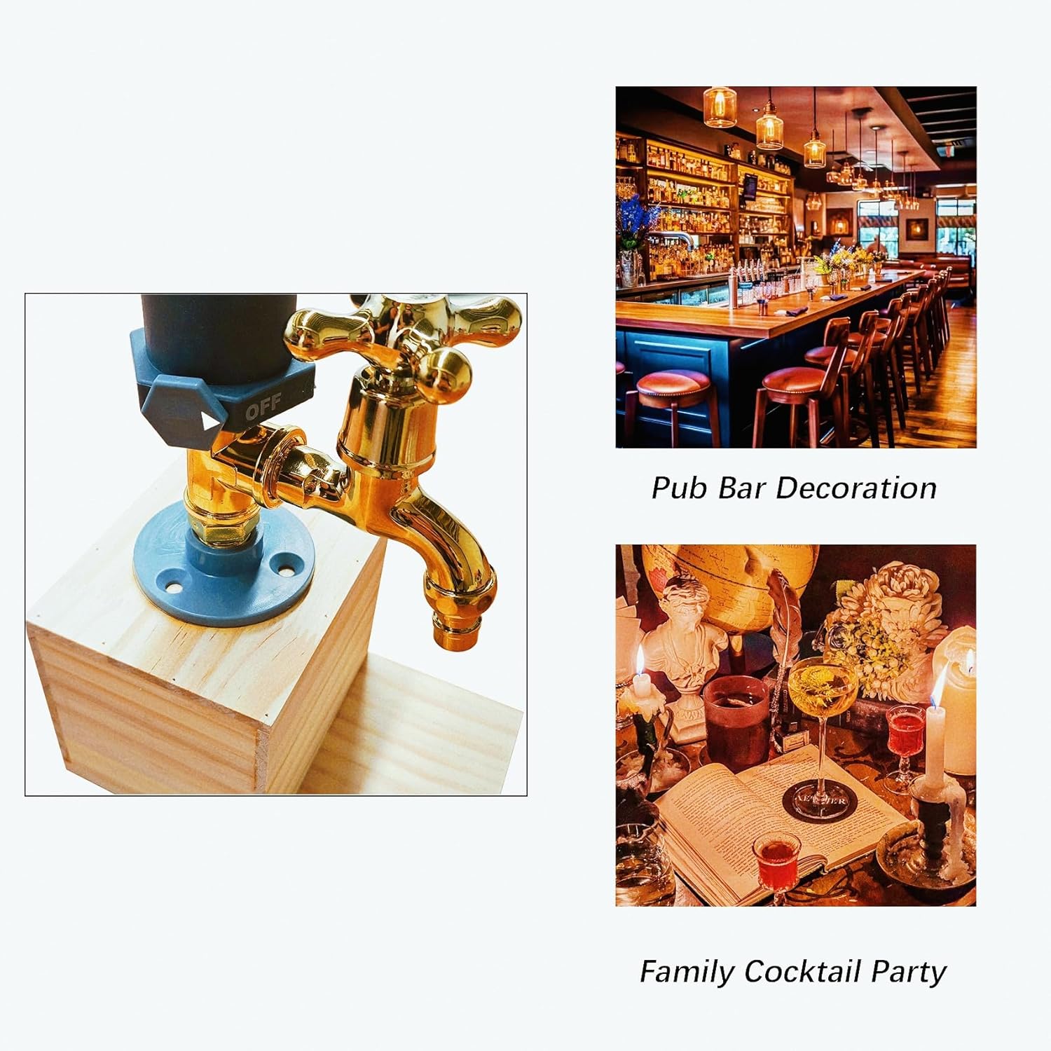 Dispensador de alcohol, dispensador de botellas de licor, diseño único de madera con soporte en forma de grifo, accesorios de alcohol, regalo ideal
