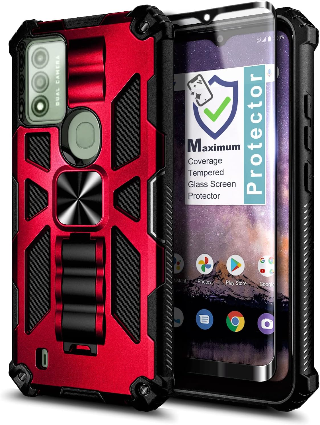 NZND Funda compatible con WIKO Voix U616AT con protector de pantalla de vidrio templado, protección de cuerpo completo grado militar funda de