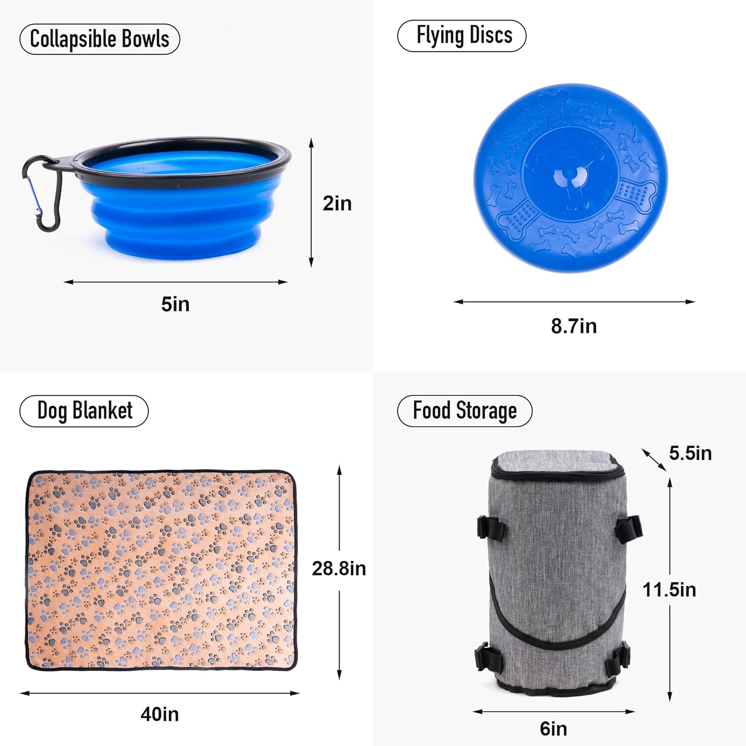 Bolsa de viaje para perros, 6 juegos de mochila de viaje para perros aprobada por aerolíneas para suministros, bolsas para mascotas para viajes,