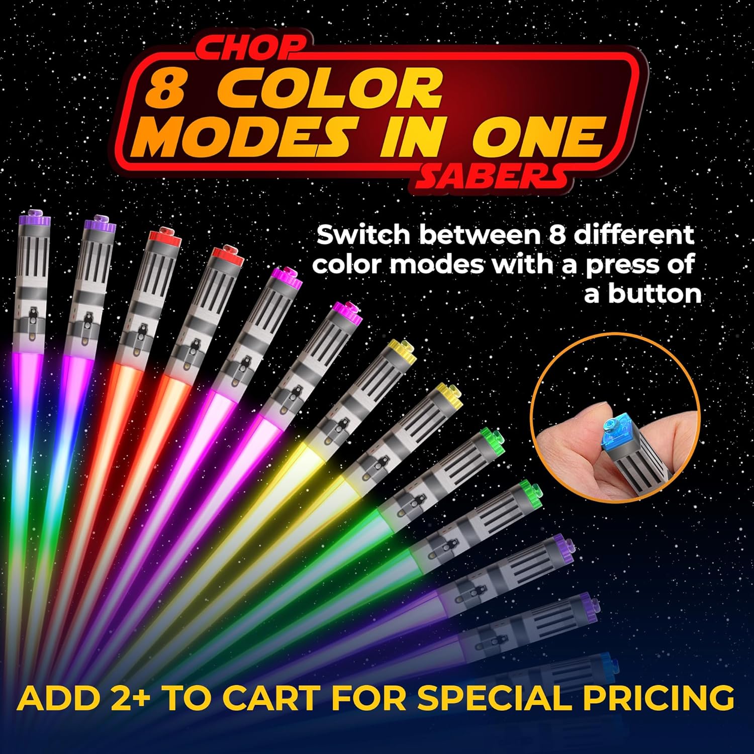 Lightsable palillos iluminados con luz LED de Star Wars, palillos de sable de luz brillante, reutilizables, sables de luz LED brillantes, 8 modos de