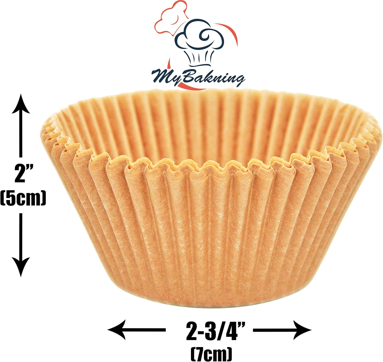 Tazas naturales extra grandes para hornear cupcakes de 2-34 pulgadas (inferior) x 2 pulgadas (profundo) de papel a prueba de grasa de tamaño