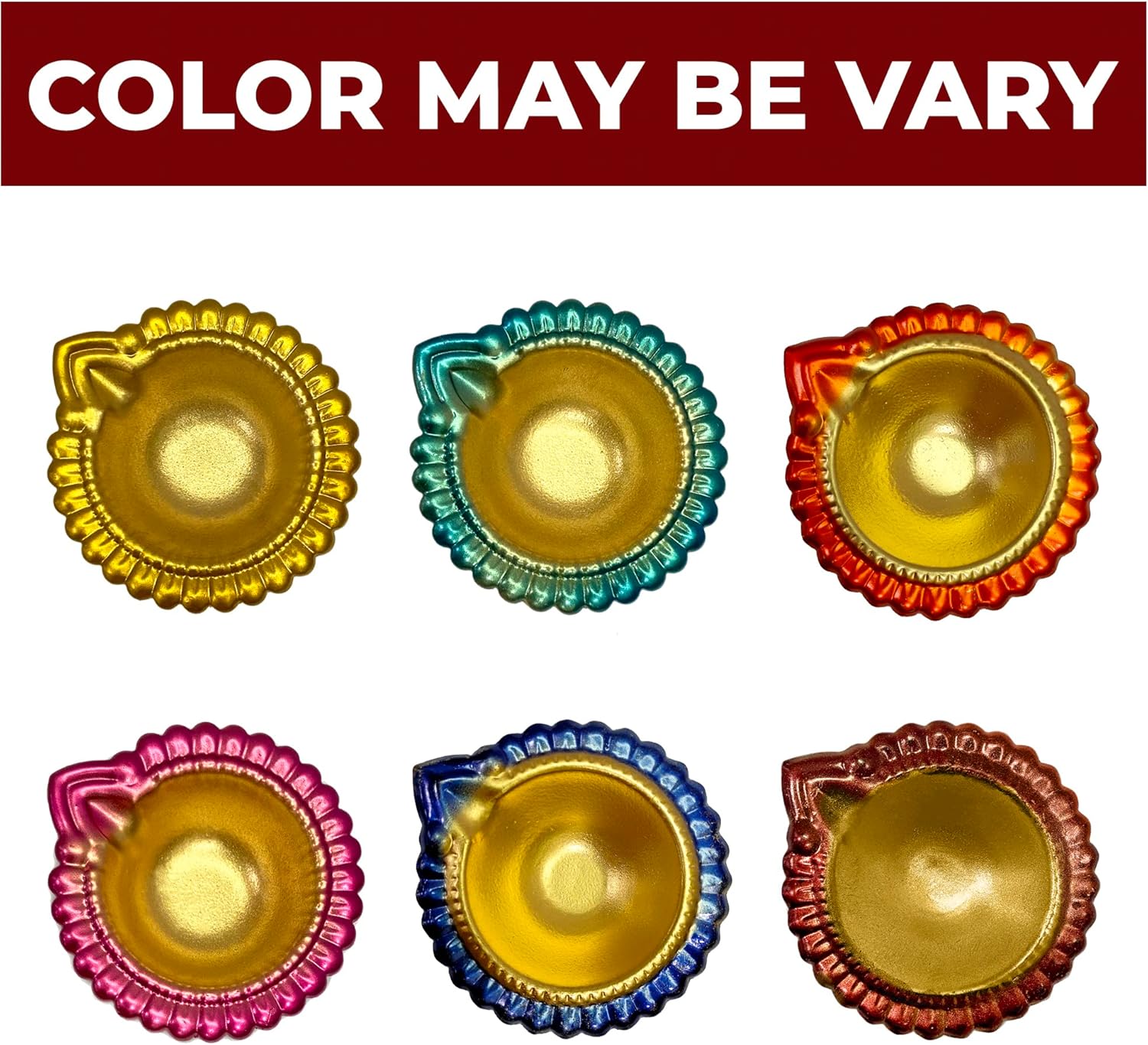 Satvik – 12 piezas de diseño de metal multicolor Lakshmi Diya para decoración de Diwali. Lámpara de aceite Dia Deepak para interiores y exteriores,