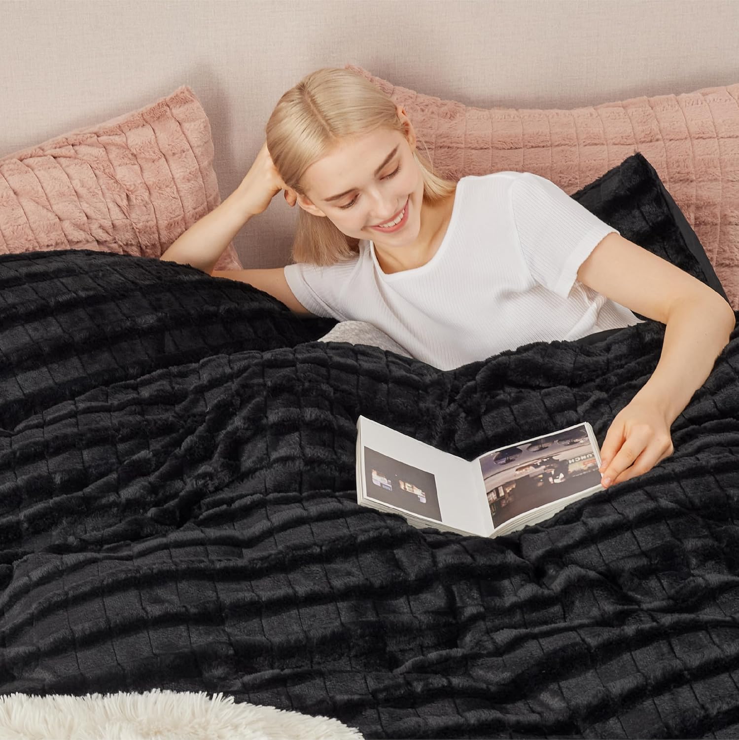 Bedsure Juego de funda de edredón esponjoso, funda de edredón de felpa ultra suave tamaño Queen, juegos de cama cálidos y mullidos de piel sintética