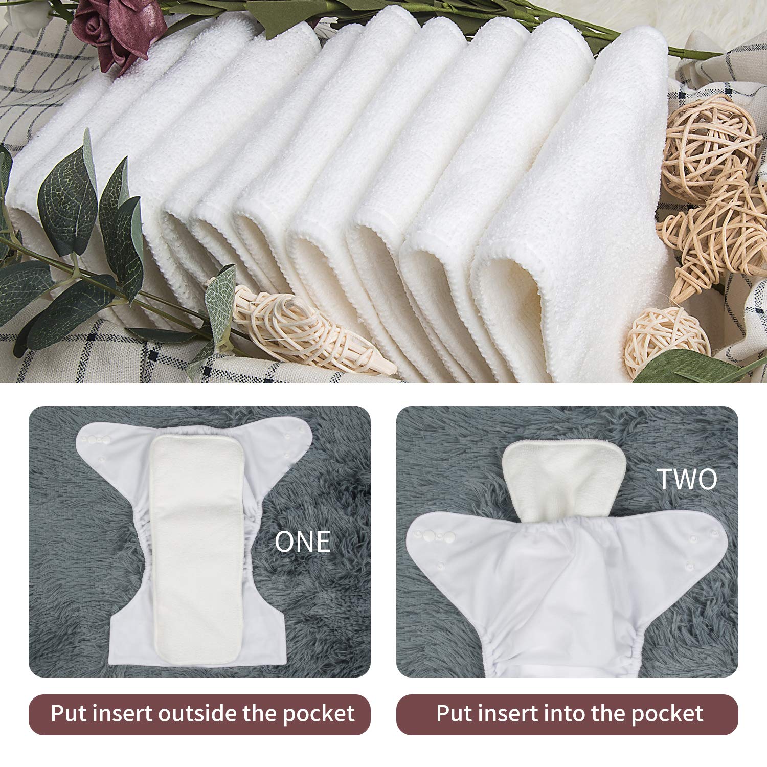 Pañales Alvababy de tela, talla única, lavables, reutilizables, paquete de 6 y 12 insertos, para bebé y niño, talla única , 6BM102, 1