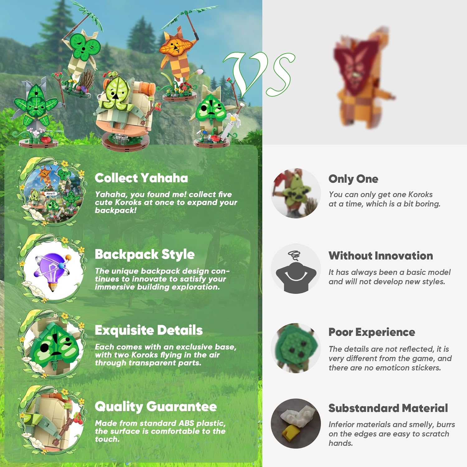 Koroks – Juego de construcción compatible con placa base Lego, juegos de bloques de construcción de 5 personajes para fanáticos de BOTW, lindas