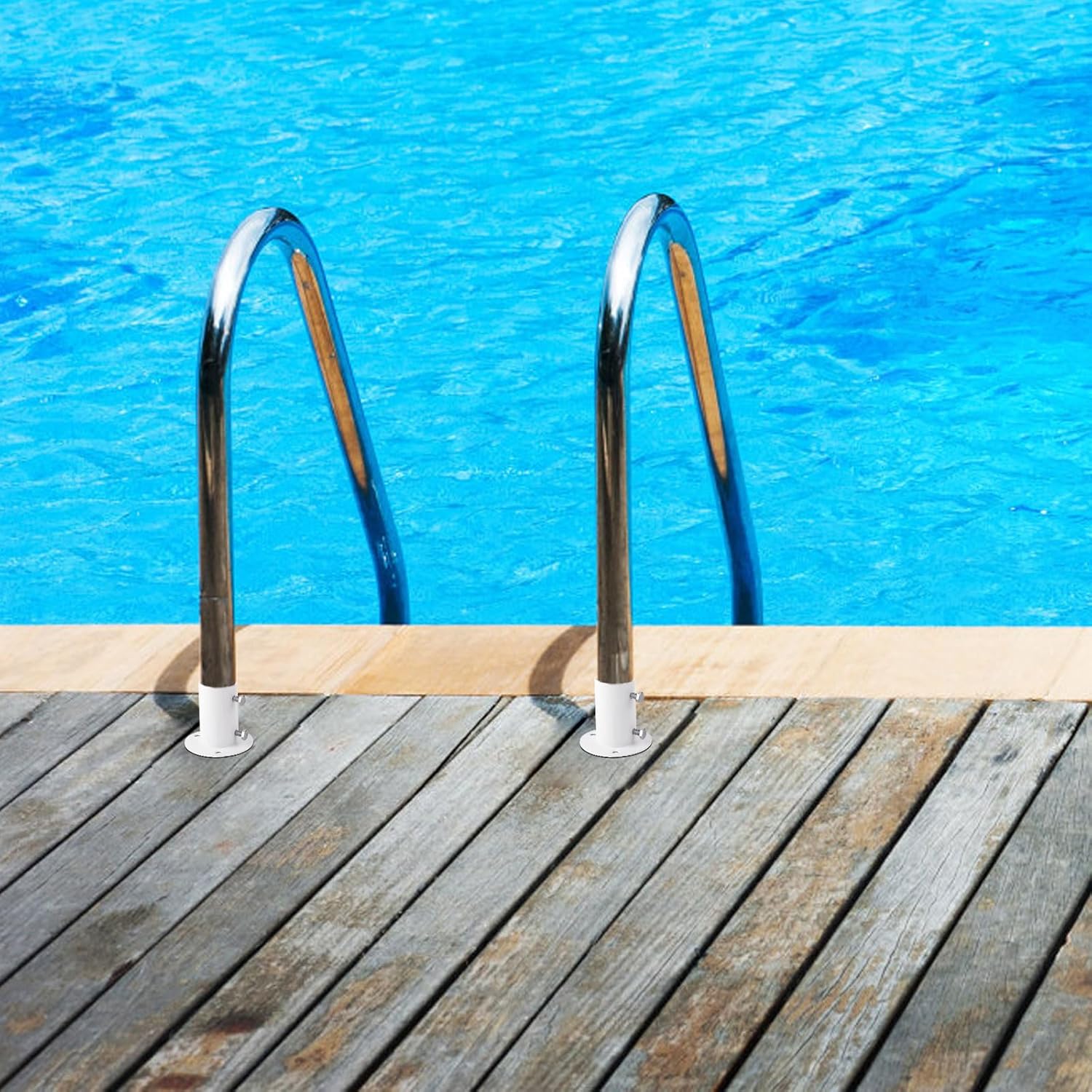2 bridas de cubierta de piscina, bridas de escalera de piscina de acero inoxidable, bridas de cubierta de escalera de piscina, brida de varilla de