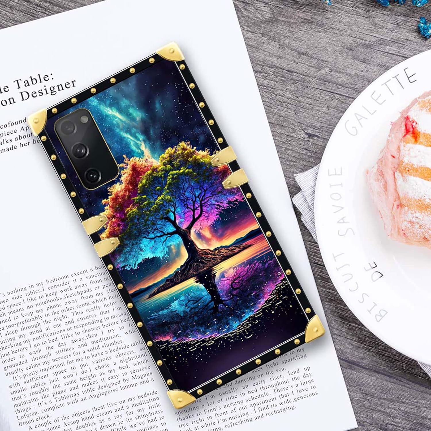 DAIZAG Funda compatible con Samsung Galaxy S20 FE Life Tree Energy Phone Case Golden Square Soft TPU a prueba de golpes funda protectora para regalo