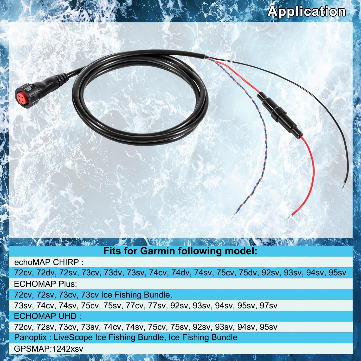 010-12445-00 Cable de alimentacióndatos roscado de 4 pines para Garmin echoMAP Chirp, ECHOMAP Plus UHD, GPSMAP, Panoptix