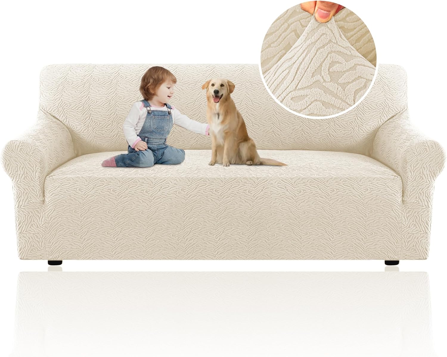 H.VERSAILTEX Fundas de sofá jacquard para sofás de 3 cojines, 1 pieza, fundas elásticas para sofá, protector de muebles antideslizantes, suaves y