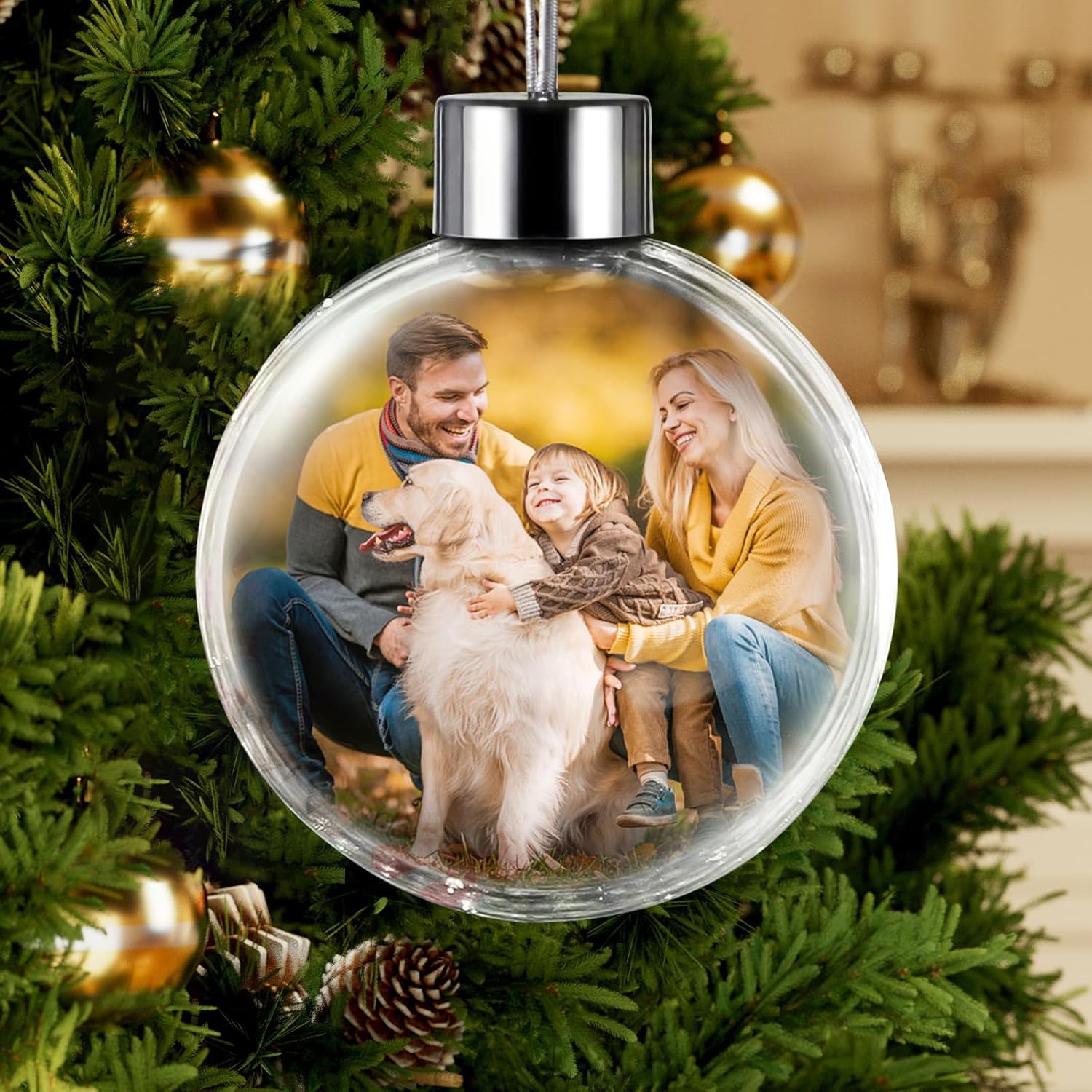 Adornos de bola de Navidad con foto personalizada, adornos de bola personalizados para árbol de Navidad, bola colgante, árbol de Navidad, fiesta en