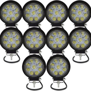 Willpower 10 barras de luz LED de trabajo de 4 pulgadas, 27 W, 2200 LM, cápsulas de conducción, lámpara de trabajo para Jeep todoterreno, SUV, barco Willpower 10 barras de luz LED de trabajo de 4 pulgadas, 27 W, 2200 LM, cápsulas de conducción, lámpara de trabajo para Jeep todoterreno, SUV, barco