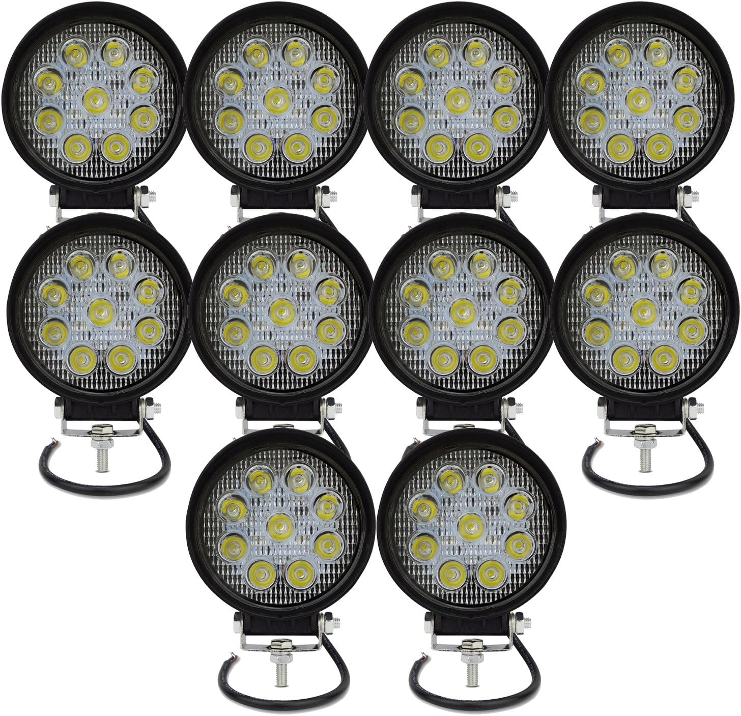Willpower 10 barras de luz LED de trabajo de 4 pulgadas, 27 W, 2200 LM, cápsulas de conducción, lámpara de trabajo para Jeep todoterreno, SUV, barco