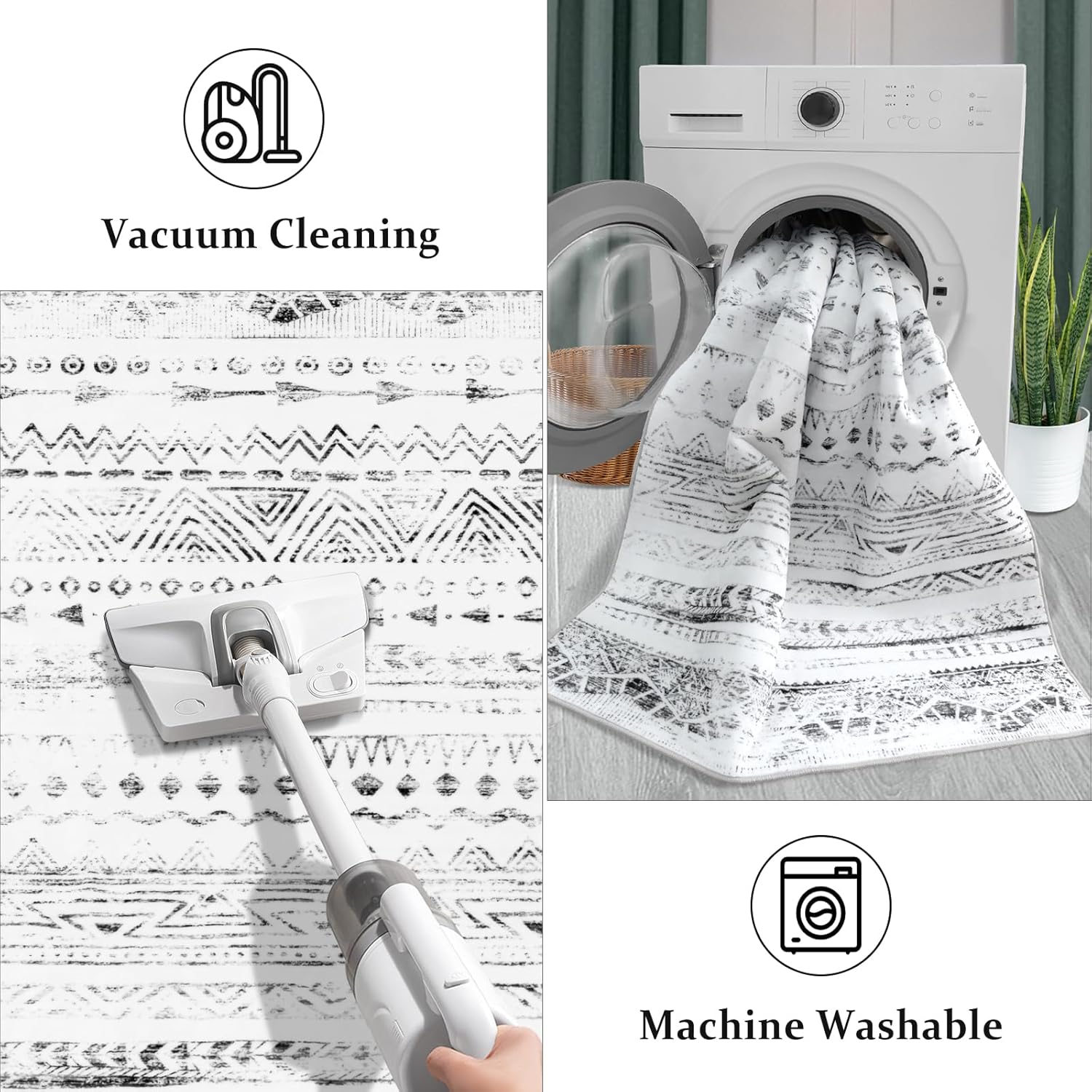Alfombra marroquí lavable de 2 x 6 pies, alfombra con respaldo de goma para pasillo, lavandería, cocina, baño (gris 2 x 6)