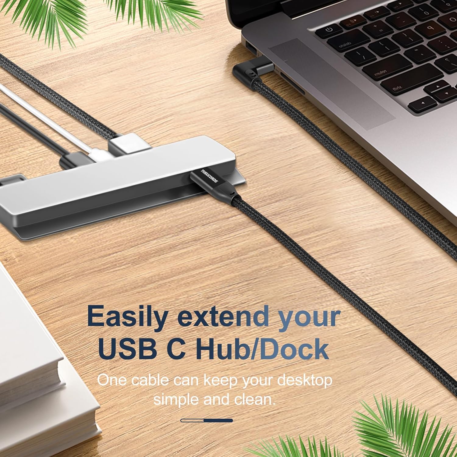 Cable de extensión USB C de ángulo recto de 90 grados, USB C 3.2 Gen2 macho a hembra 20Gbps 4K video tipo C cable extensor para MacBookiPad