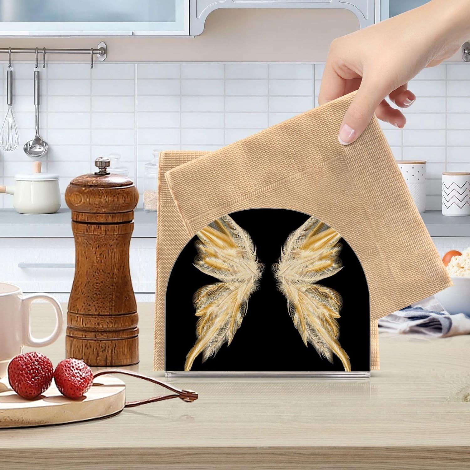 Servilletero de acrílico  Soporte para toallas de papel en transparente  Moderno soporte decorativo para servilletas de invitados para el hogar,