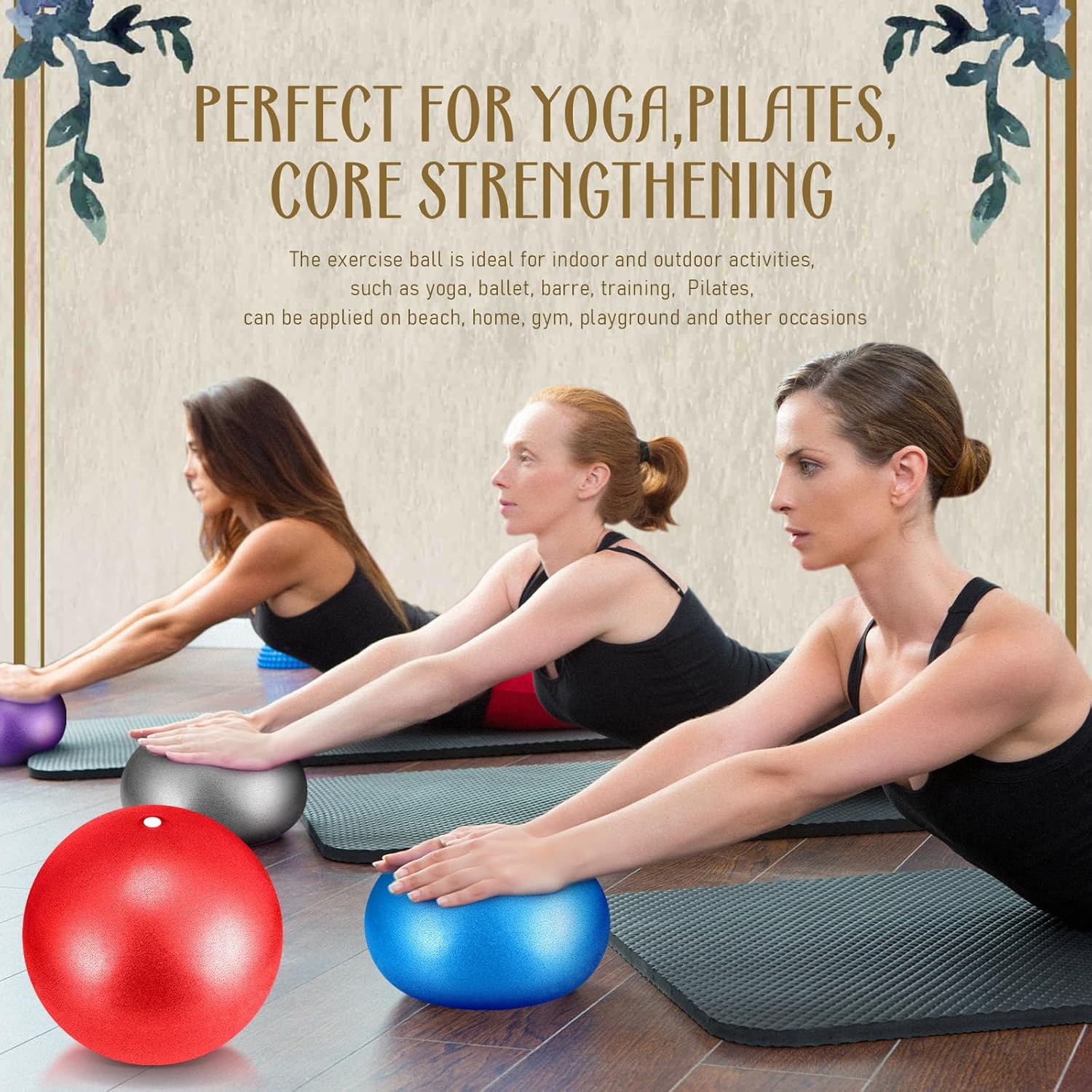 Hungdao 24 bolas pequeñas de pilates de 9 pulgadas para yoga, aula, bola de barre para clases de aeróbic, pelota de yoga para entrenamiento de